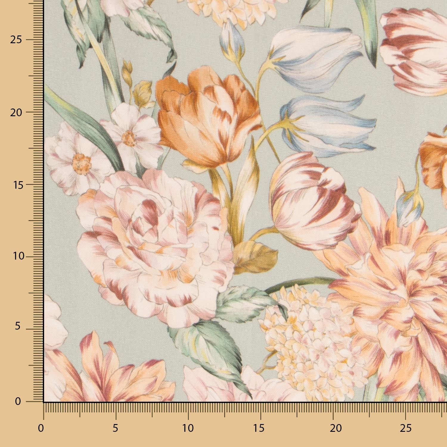 Viscose Faixas Florais Preta - Ribes y Casals
