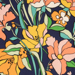 Viscose Faixas Florais Preta - Ribes y Casals