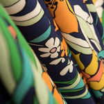 Viscose Faixas Florais Preta - Ribes y Casals