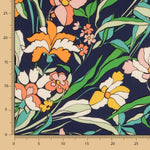 Viscose Faixas Florais Preta - Ribes y Casals