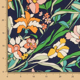 Viscose Faixas Florais Preta - Ribes y Casals