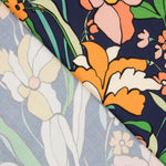 Viscose Faixas Florais Preta - Ribes y Casals