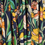 Viscose Faixas Florais Preta - Ribes y Casals