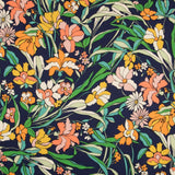 Viscose Faixas Florais Preta - Ribes y Casals