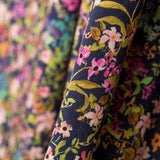 Viscose Faixas Florais Preta - Ribes y Casals