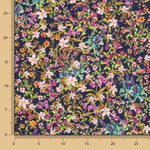 Viscose Faixas Florais Preta - Ribes y Casals