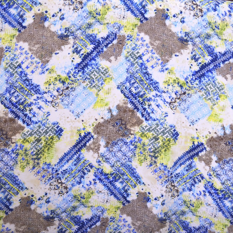 Viscose Estampada Mosaico Azul - Ribes y Casals