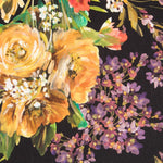 Viscose Faixas Florais Preta - Ribes y Casals