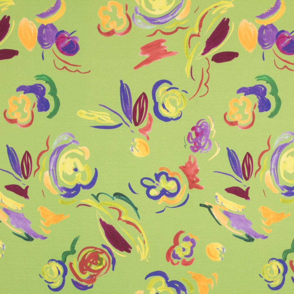 Viscose Faixas Florais Preta - Ribes y Casals