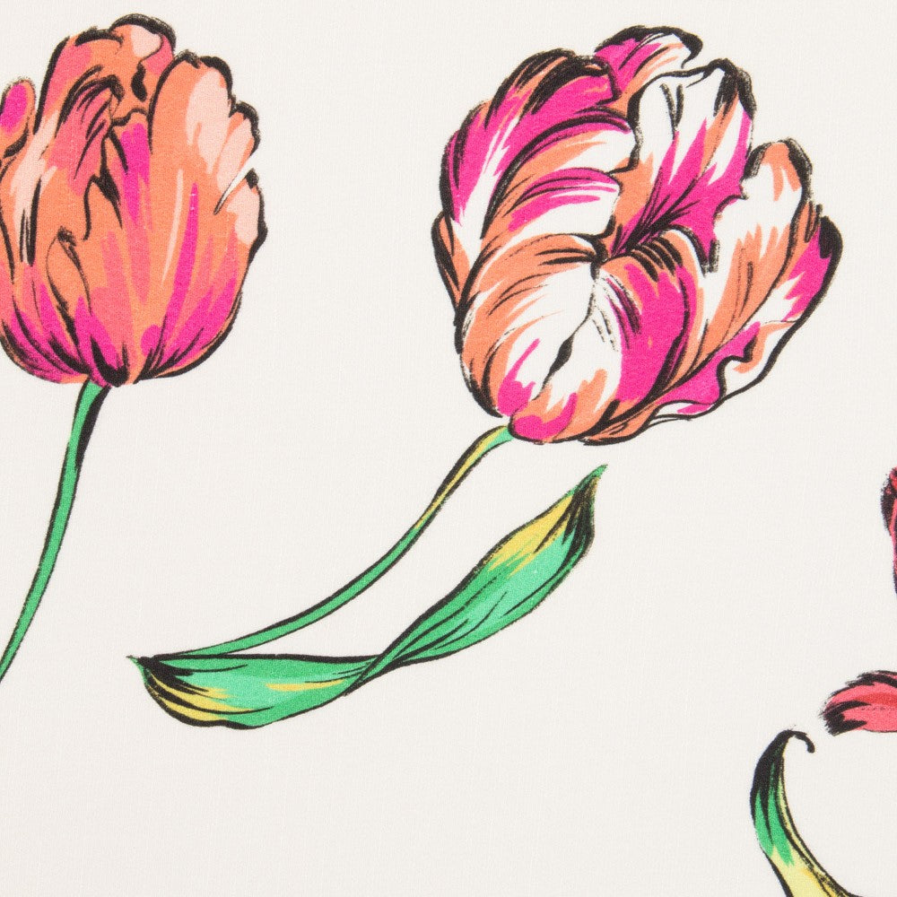 Viscose Faixas Florais Preta - Ribes y Casals