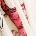 Viscose Faixas Florais Preta - Ribes y Casals