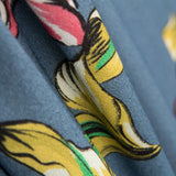 Viscose Faixas Florais Preta - Ribes y Casals