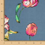 Viscose Faixas Florais Preta - Ribes y Casals