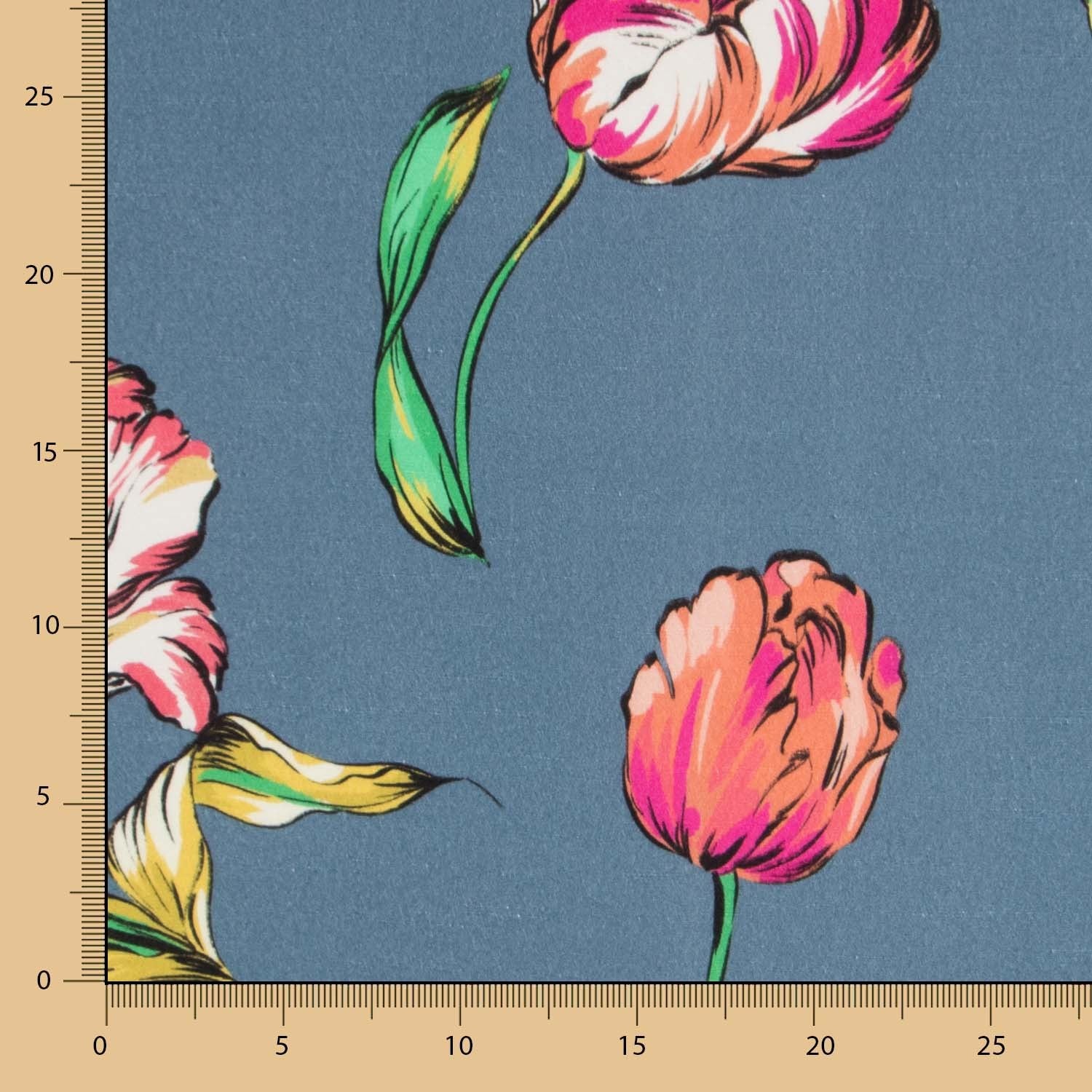 Viscose Faixas Florais Preta - Ribes y Casals