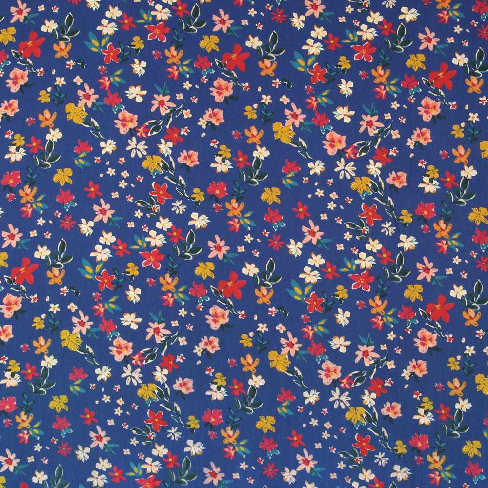 Tecido Viscose Floral Azul - Ribes y Casals