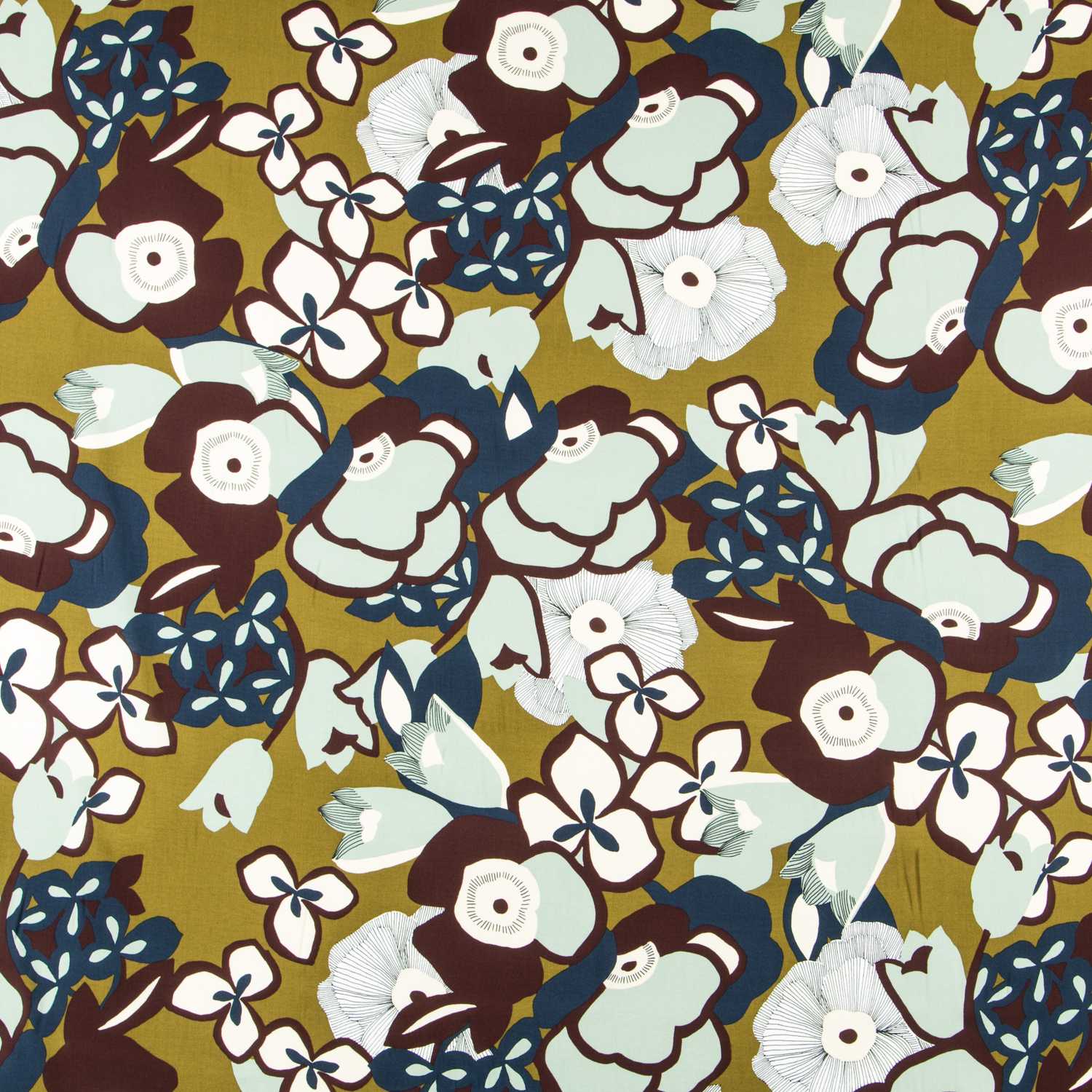 Viscose Floral Verde Militar - Ribes y Casals