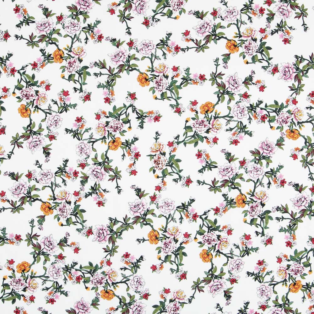 Viscose Flores Cretonne Brancas - Ribes y Casals