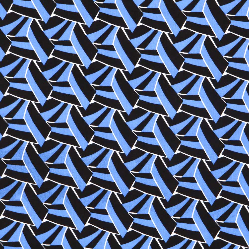 Tecido de Viscose Blocks Azul Royal - Ribes y Casals