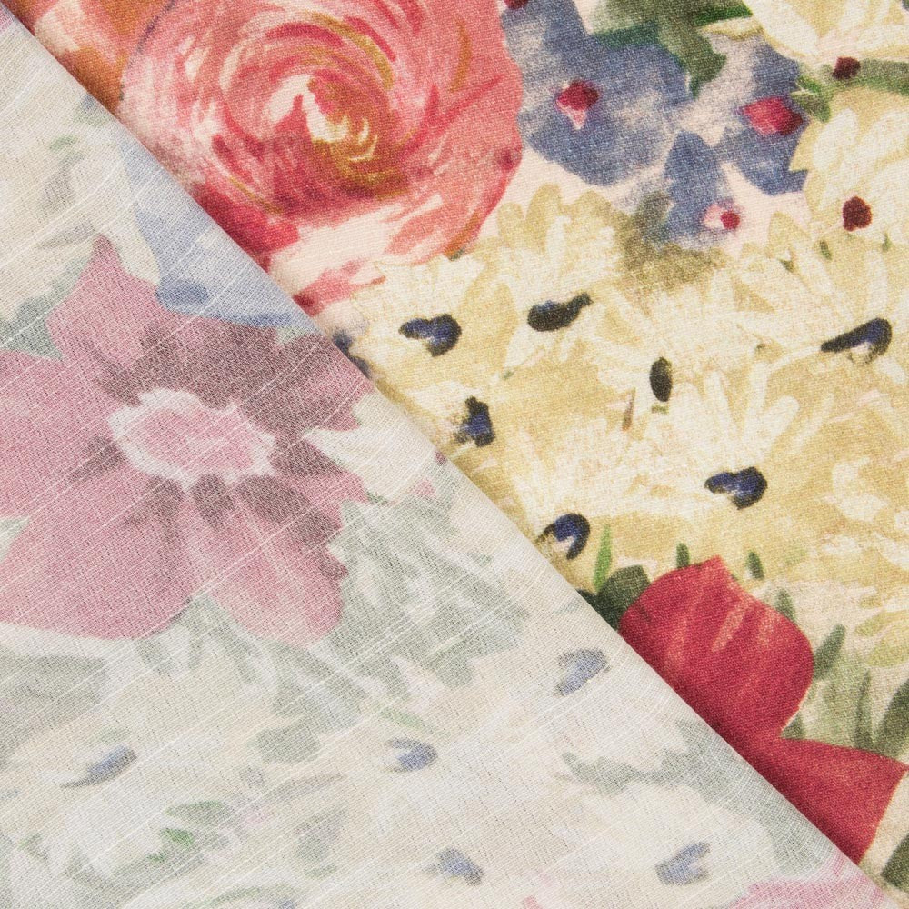 Viscose Faixas Florais Preta - Ribes y Casals