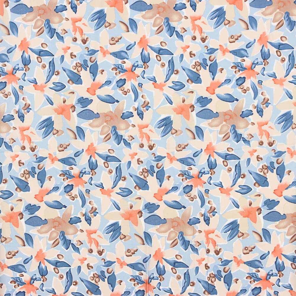 Viscose Maxi Flor Denim Azul - Ribes y Casals