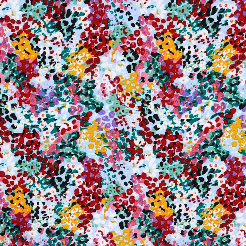 Viscose Confete Flor Azul Claro - Ribes y Casals