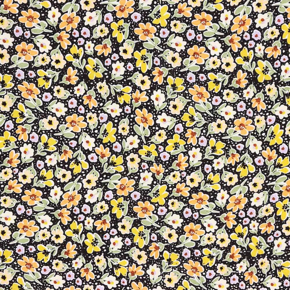 Viscose  Flores Amarelas Bolinhas - Ribes y Casals