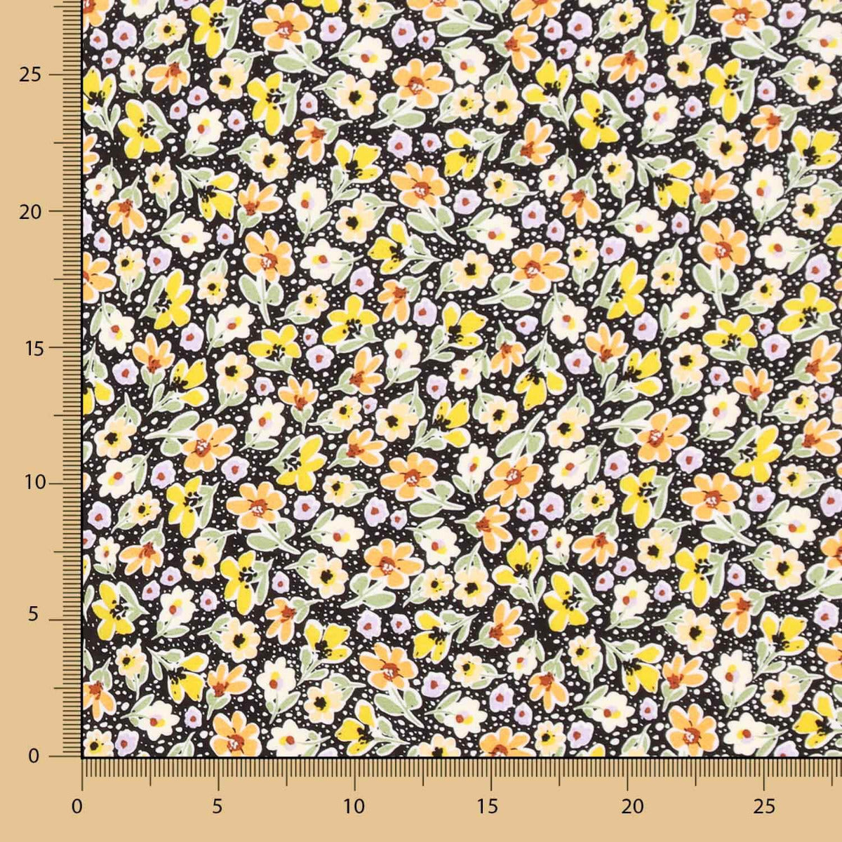 Viscose  Flores Amarelas Bolinhas - Ribes y Casals