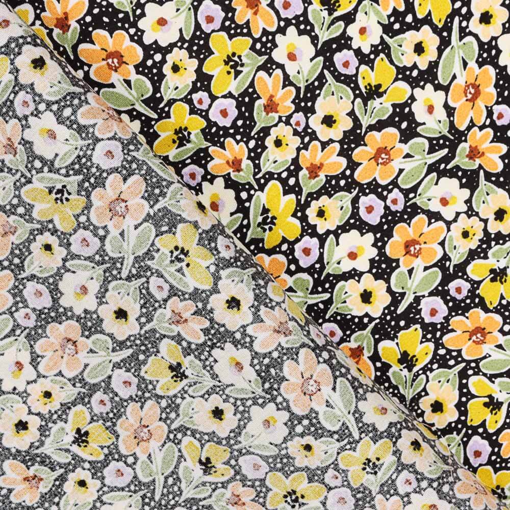 Viscose  Flores Amarelas Bolinhas - Ribes y Casals