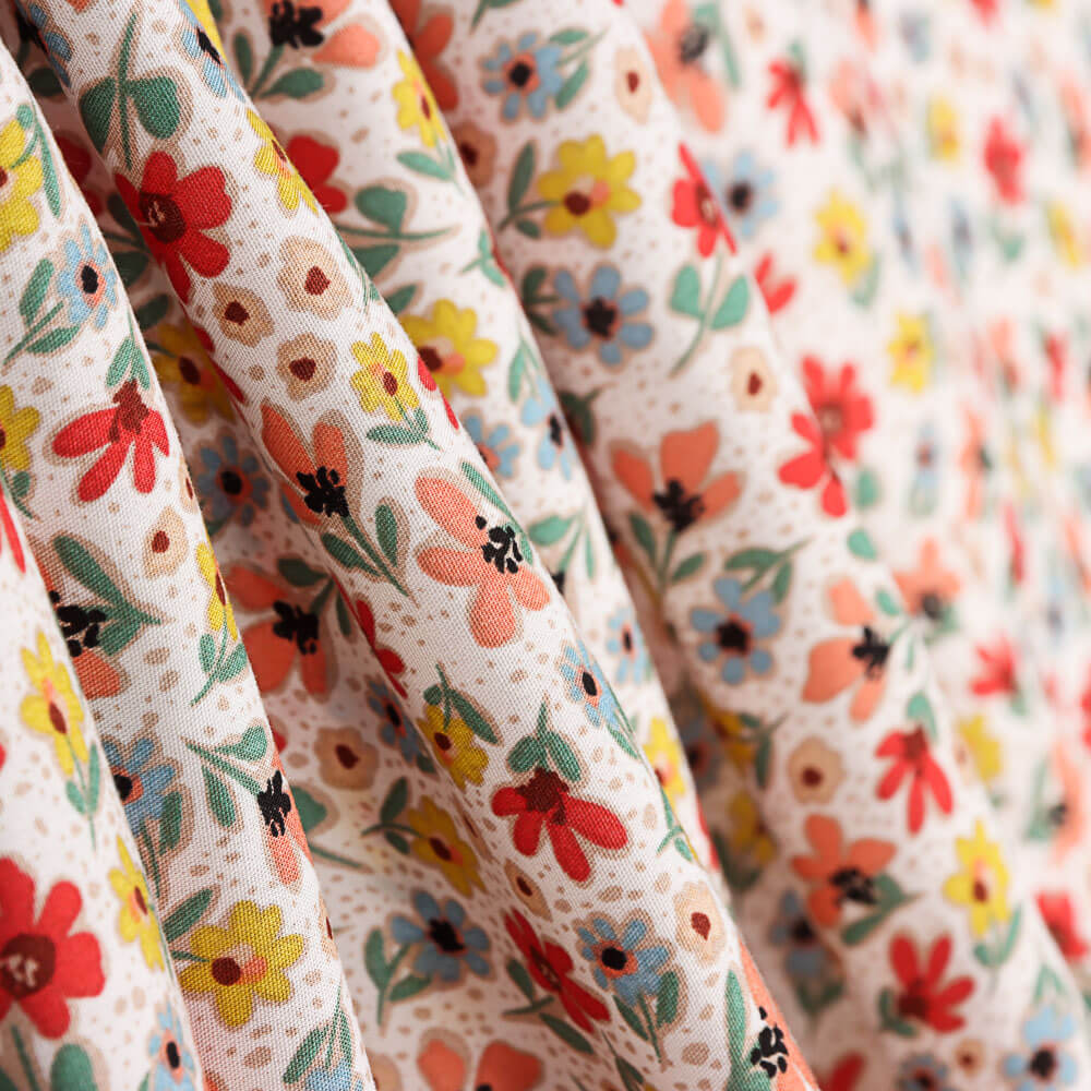 Viscose Flor Bolinhas Multicoloridas - Ribes y Casals