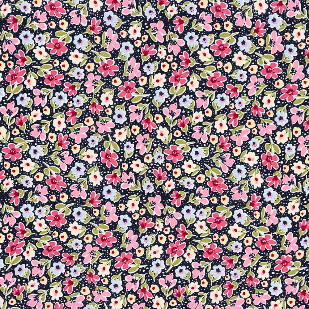 Viscose Flores Rosa Bolinhas - Ribes y Casals