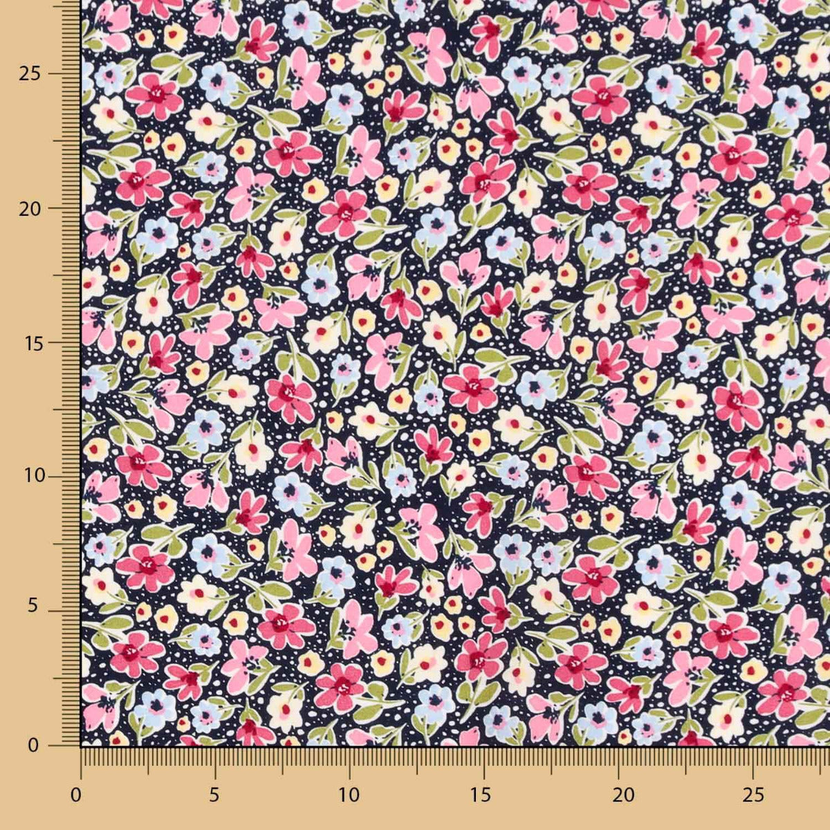 Viscose Flores Rosa Bolinhas - Ribes y Casals