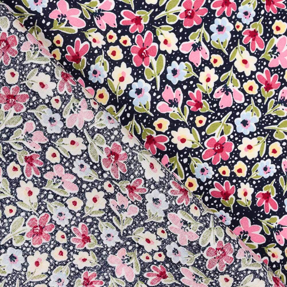 Viscose Flores Rosa Bolinhas - Ribes y Casals