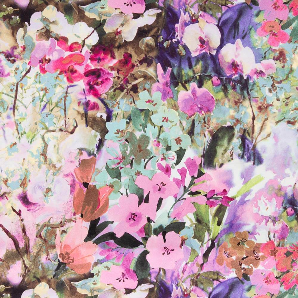 Crepe Viscose Floral Aquarela - Ribes y Casals