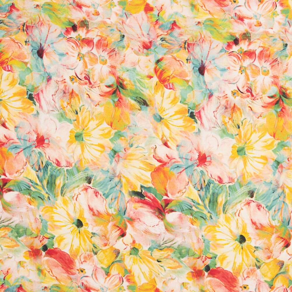 Viscose Estampada Aquarela Flores - Ribes y Casals
