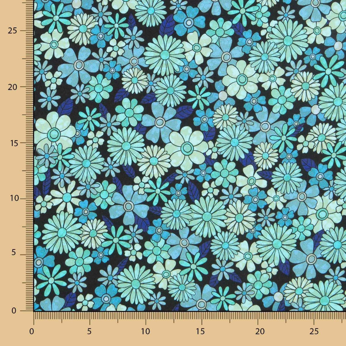 Viscosa Estampada Flor 70 Azul - Ribes y Casals