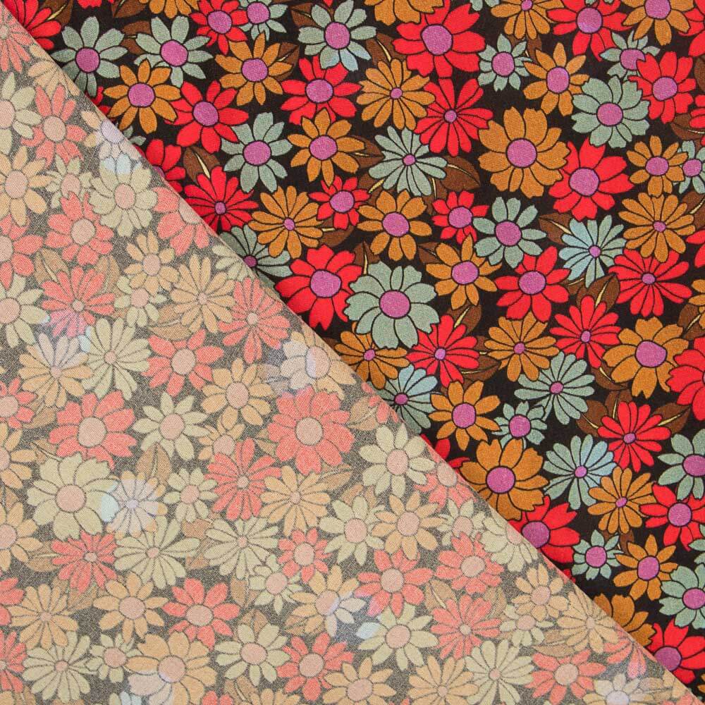 Viscosa Estampada Flor 70 Rojo - Ribes y Casals