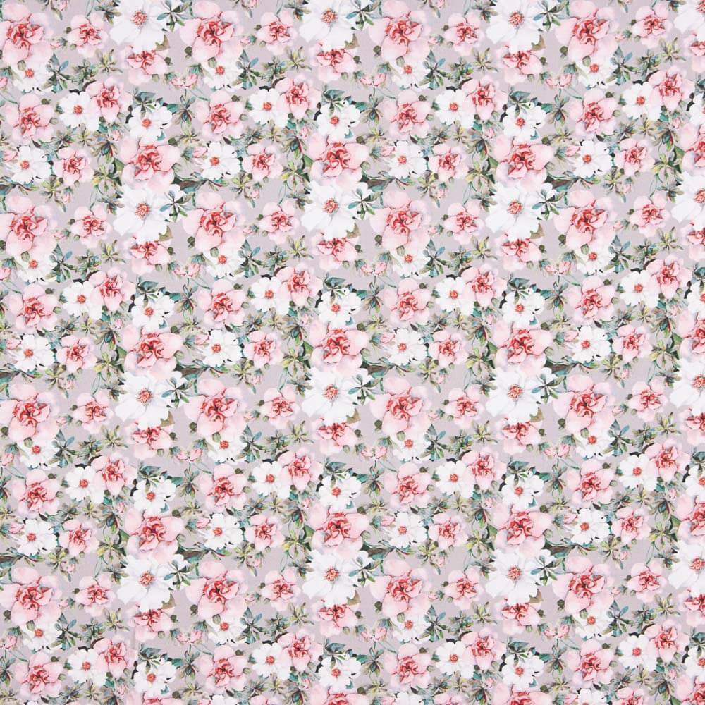 Viscose Estampada Flores Rosa Bombom - Ribes y Casals