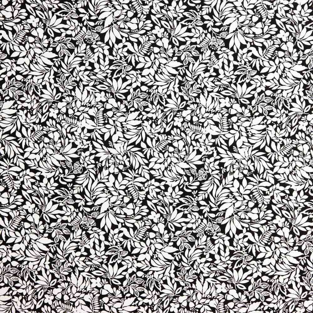 Viscose Estampada Folhas Bicolor Preto - Ribes y Casals
