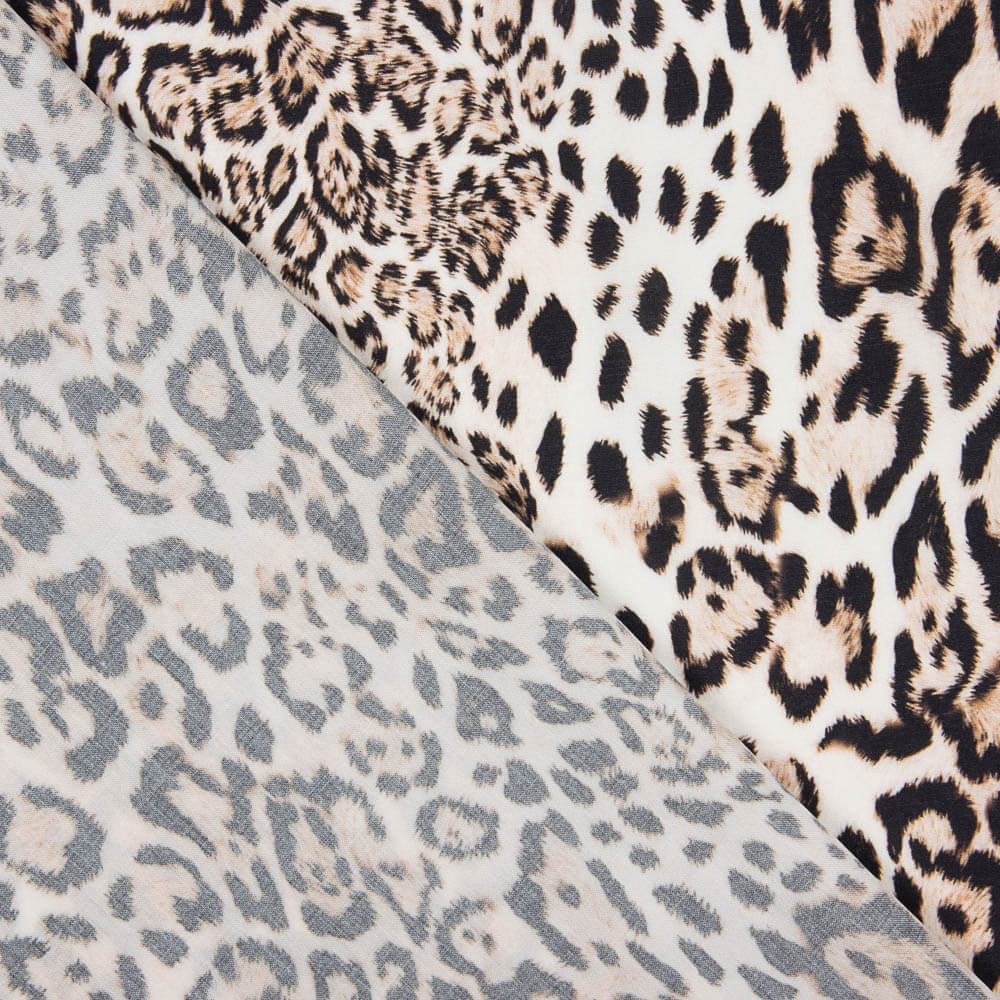 Viscose Estampada Leopardo Branco - Ribes y Casals
