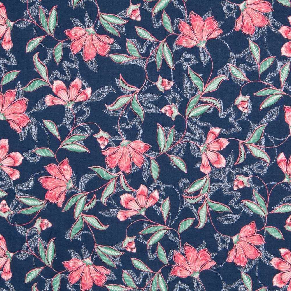 Viscose Floral Delhi Azul - Ribes y Casals
