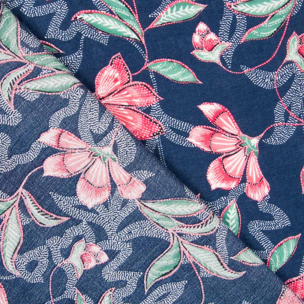 Viscose Floral Delhi Azul - Ribes y Casals