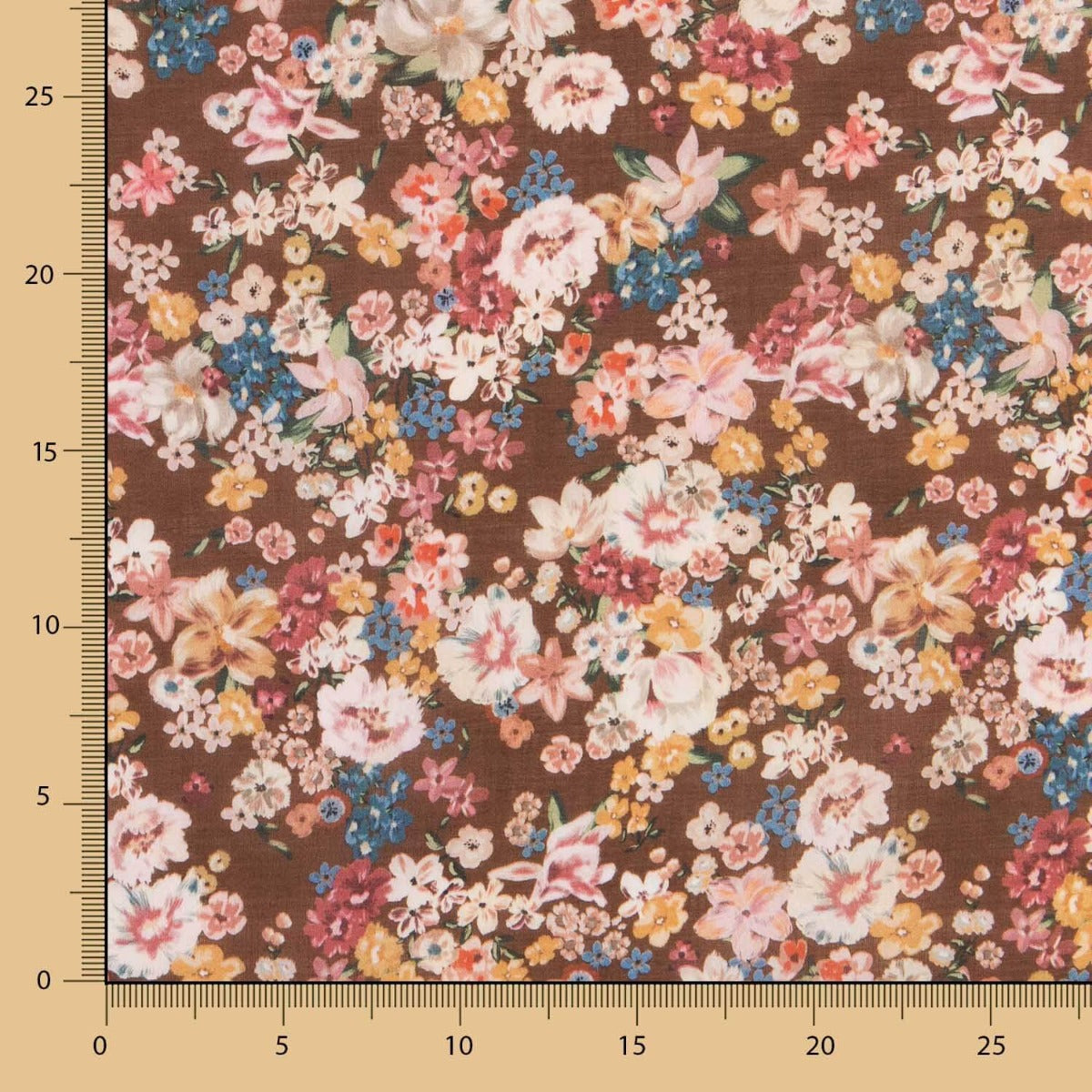 Viscose Floral Castanho - Ribes y Casals