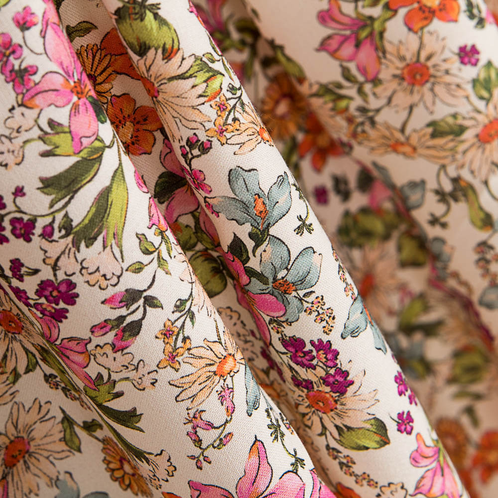 Viscose Flores Selvagens Ecru - Ribes y Casals