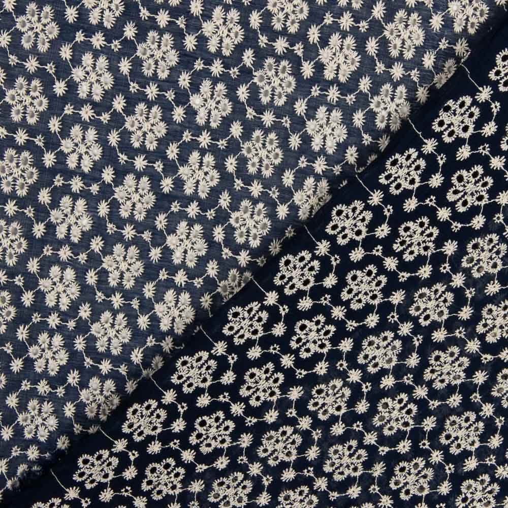 Viscose Marinho Flor Bordada - Ribes y Casals