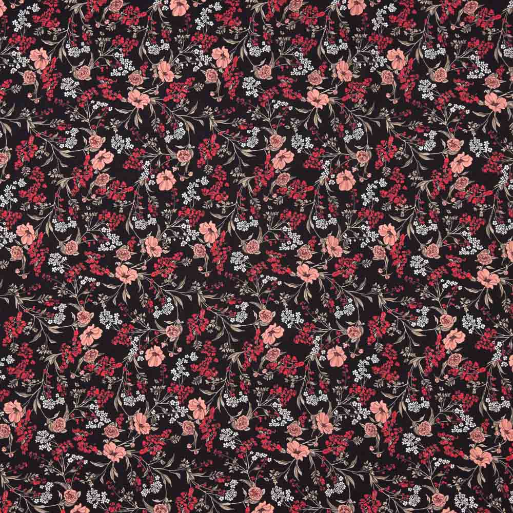 Viscose Estampada Floral Preto - Ribes y Casals