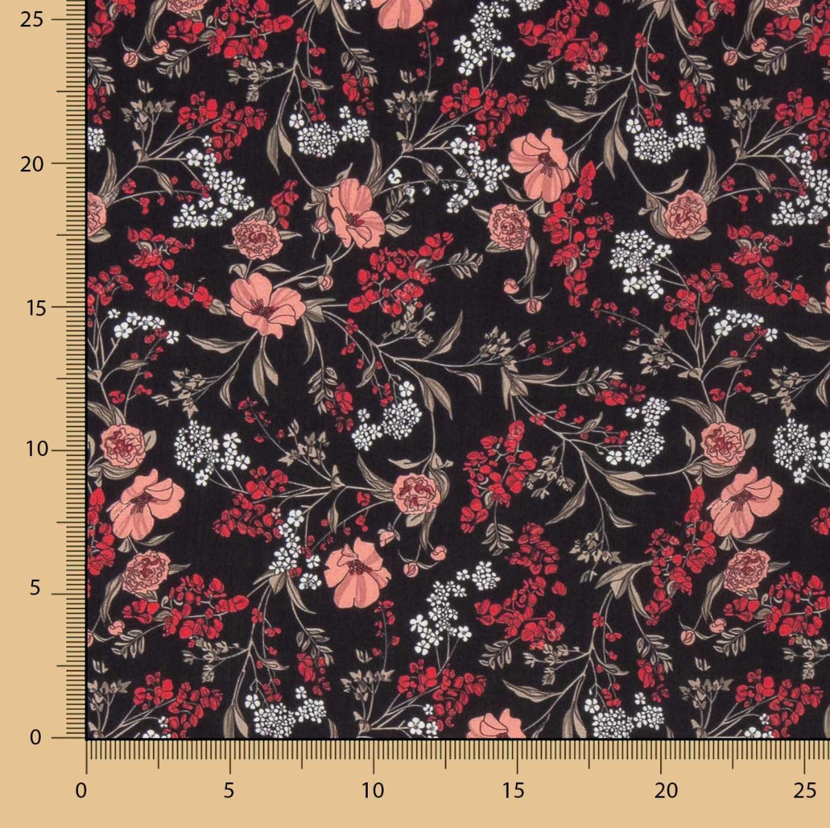 Viscose Estampada Floral Preto - Ribes y Casals