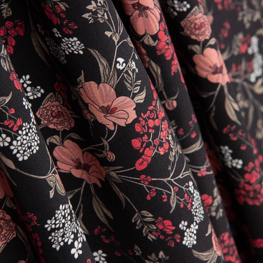 Viscose Estampada Floral Preto - Ribes y Casals