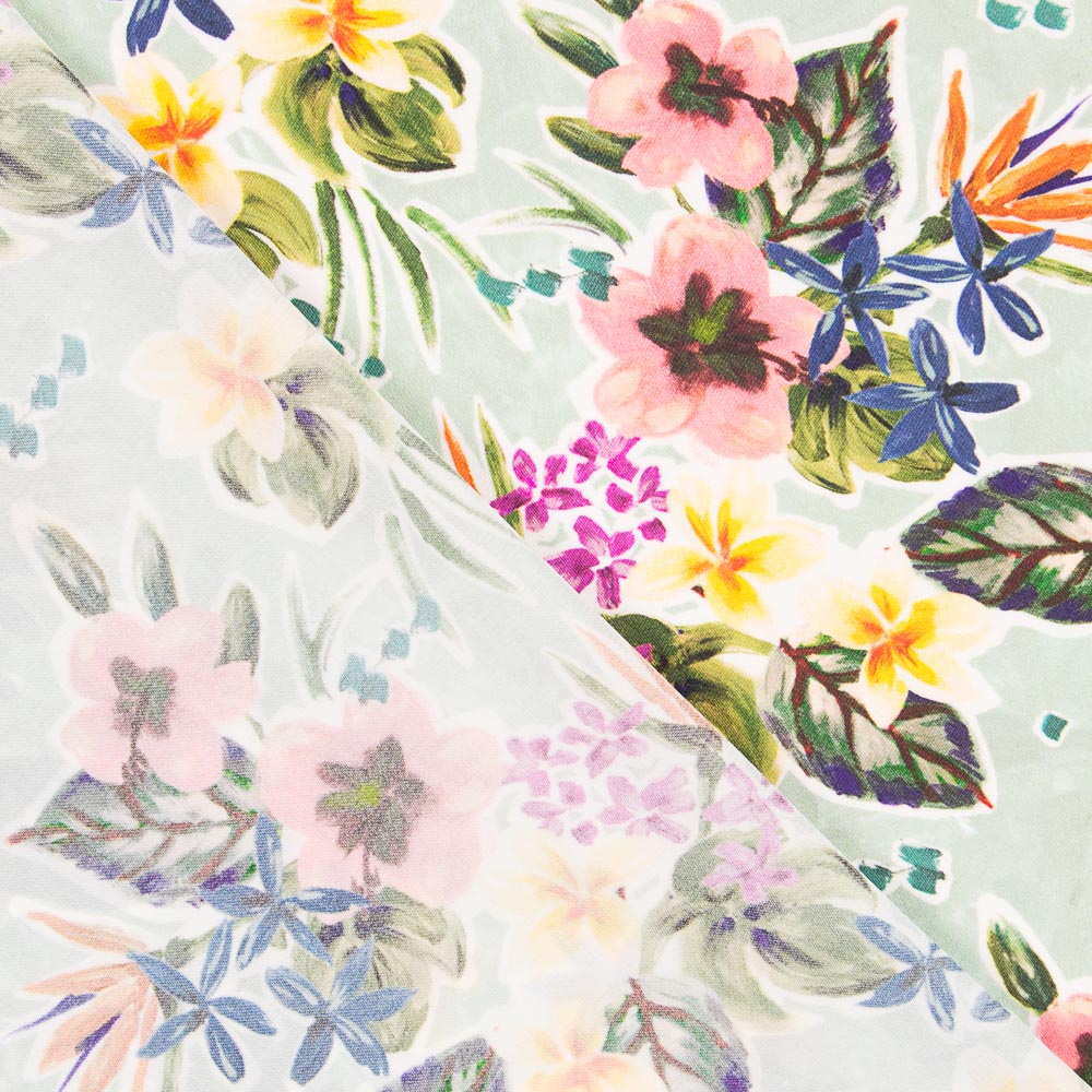 Burlington Fino Flores Verde Água - Ribes y Casals