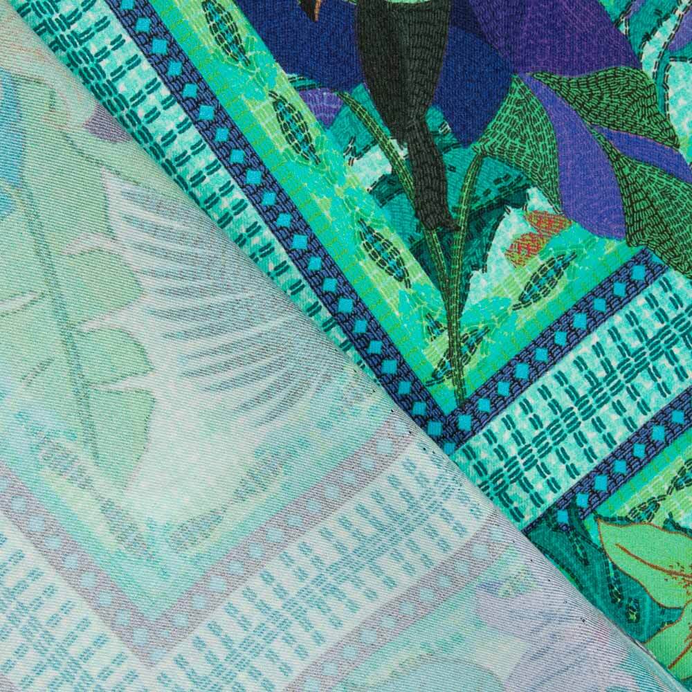 Viscosa Recuadro Tropical Azul - Ribes y Casals