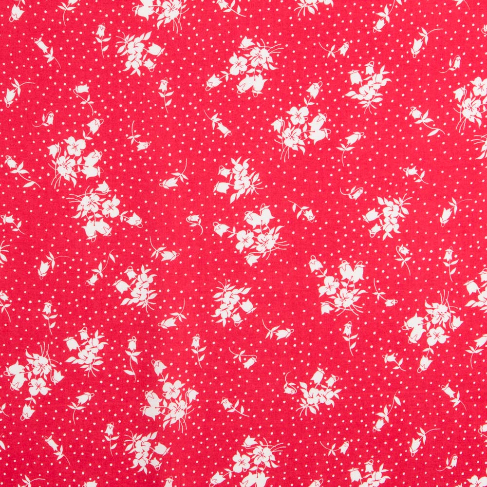 Viscose Bolinhas Floral Vermelho - Ribes y Casals